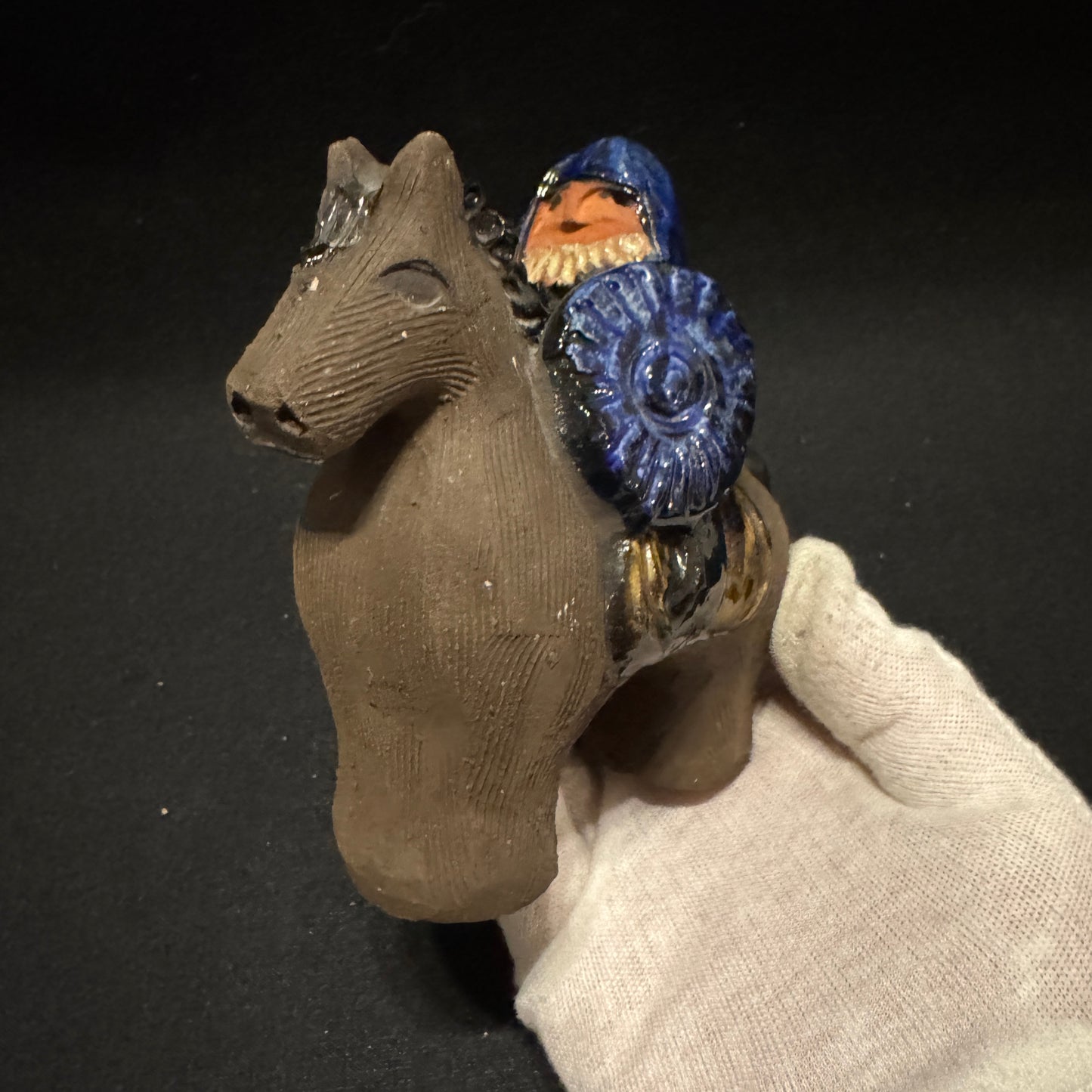 Åsa Gustavsson, Sweden. Vintage Ceramic Middle Ages Horseman Figurine.