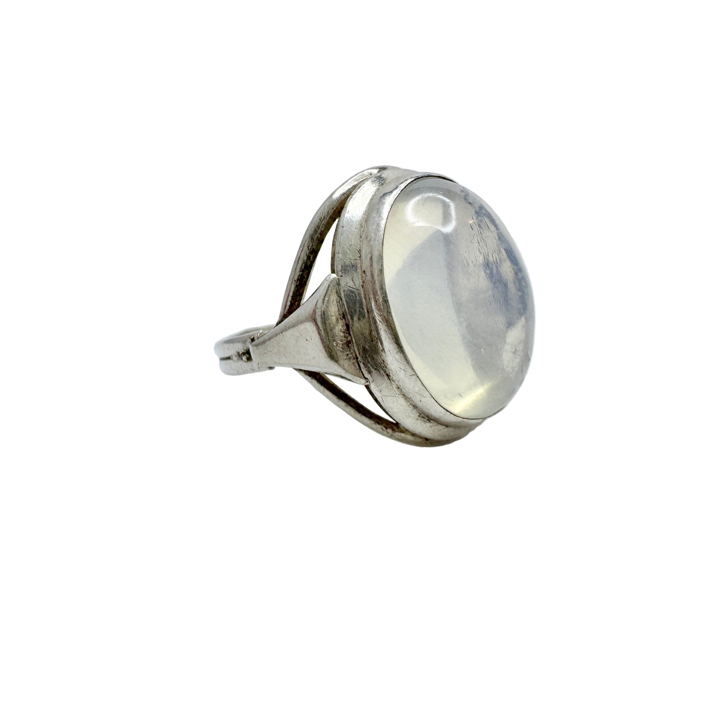 Sweden 1958. Vintage Solid Silver Pool of Light Quartz Ring.
