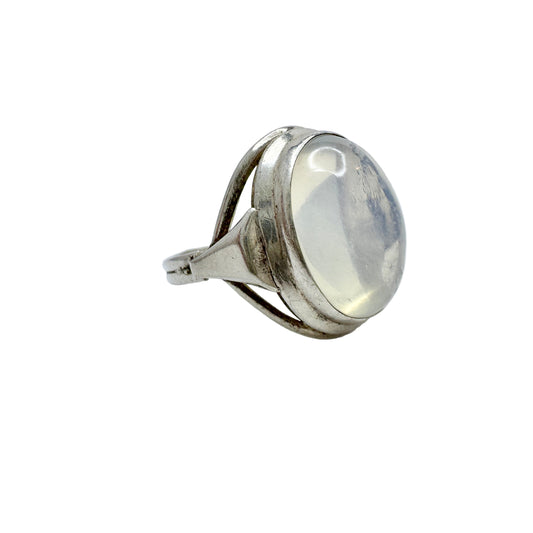 Sweden 1958. Vintage Solid Silver Pool of Light Quartz Ring.