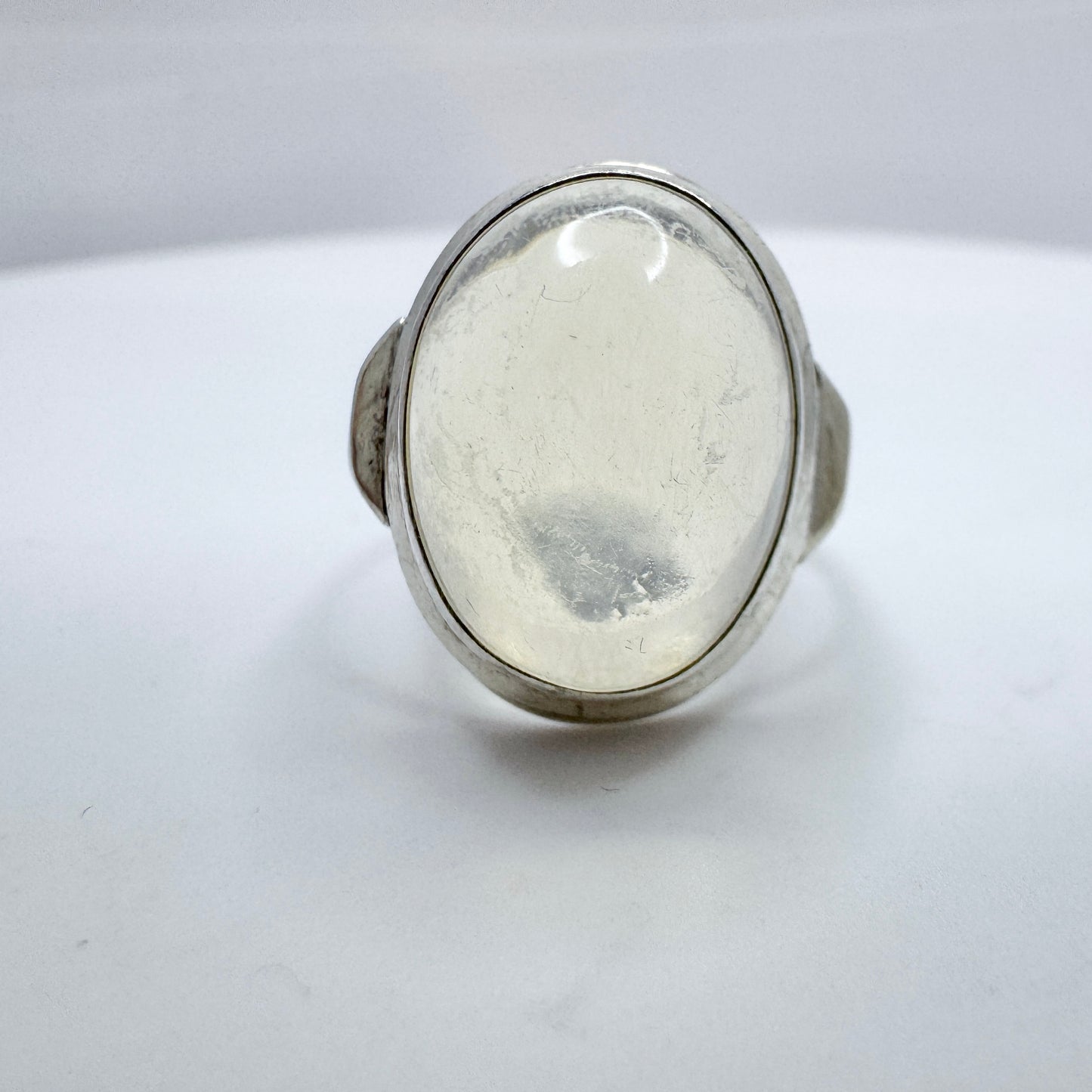 Sweden 1958. Vintage Solid Silver Pool of Light Quartz Ring.