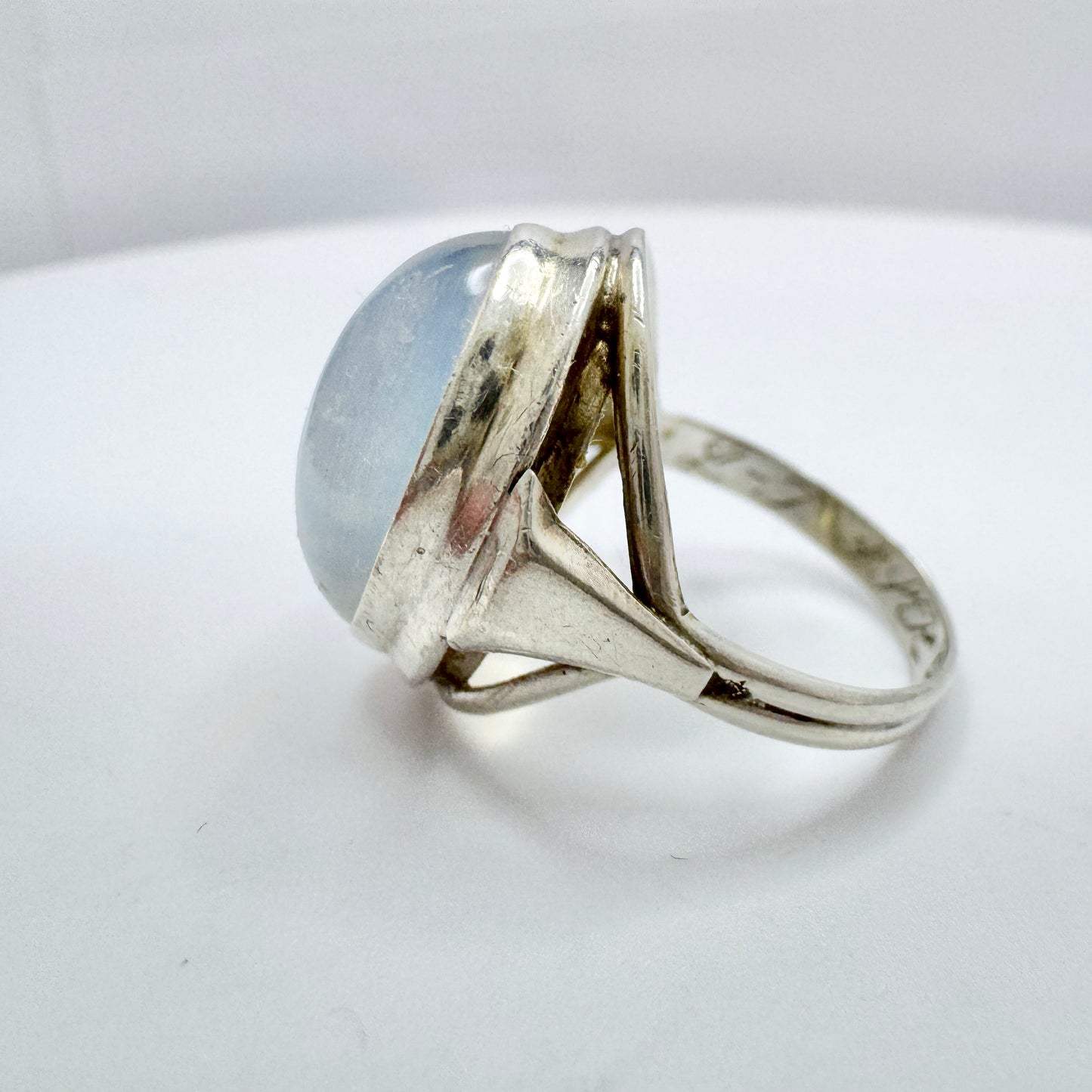 Sweden 1958. Vintage Solid Silver Pool of Light Quartz Ring.
