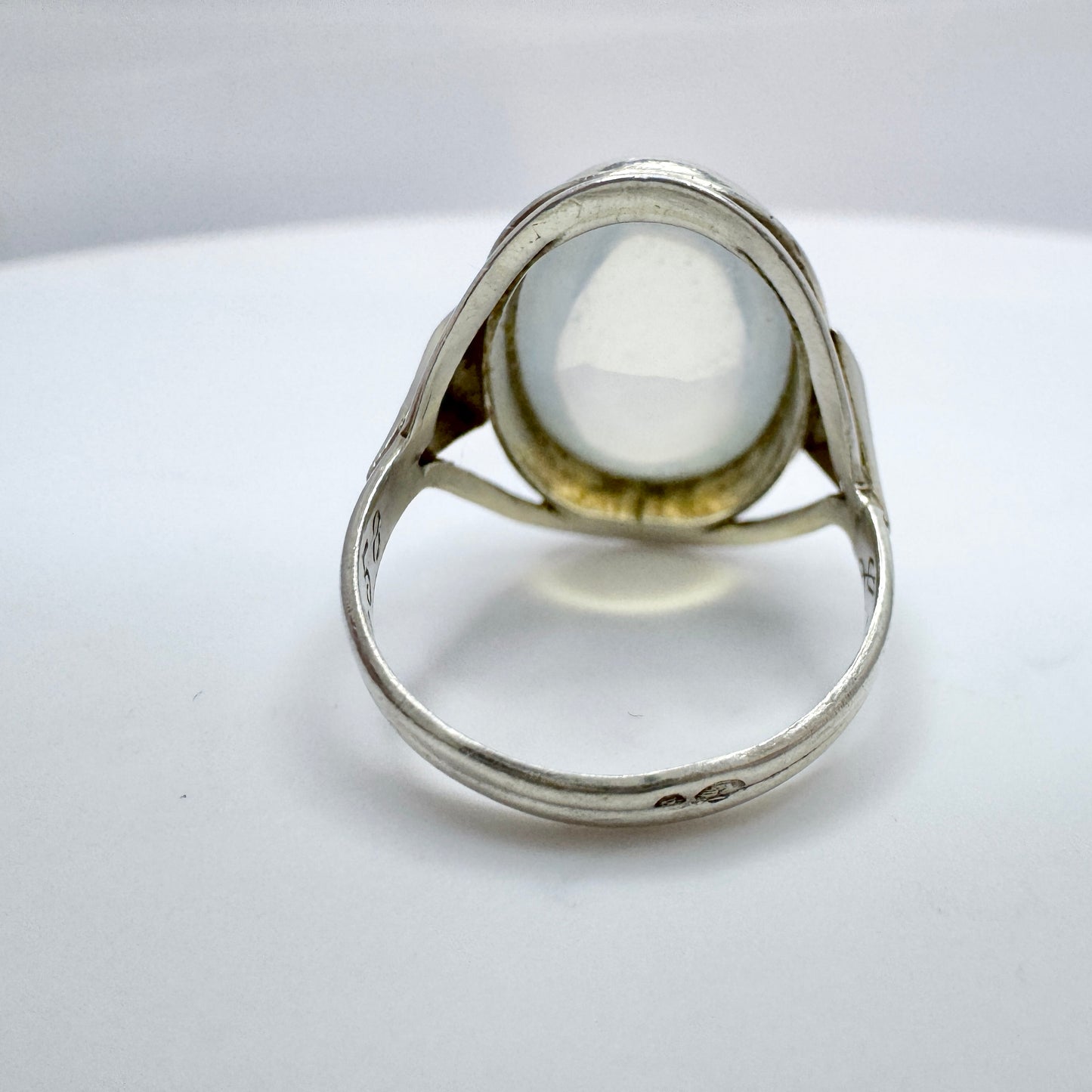 Sweden 1958. Vintage Solid Silver Pool of Light Quartz Ring.