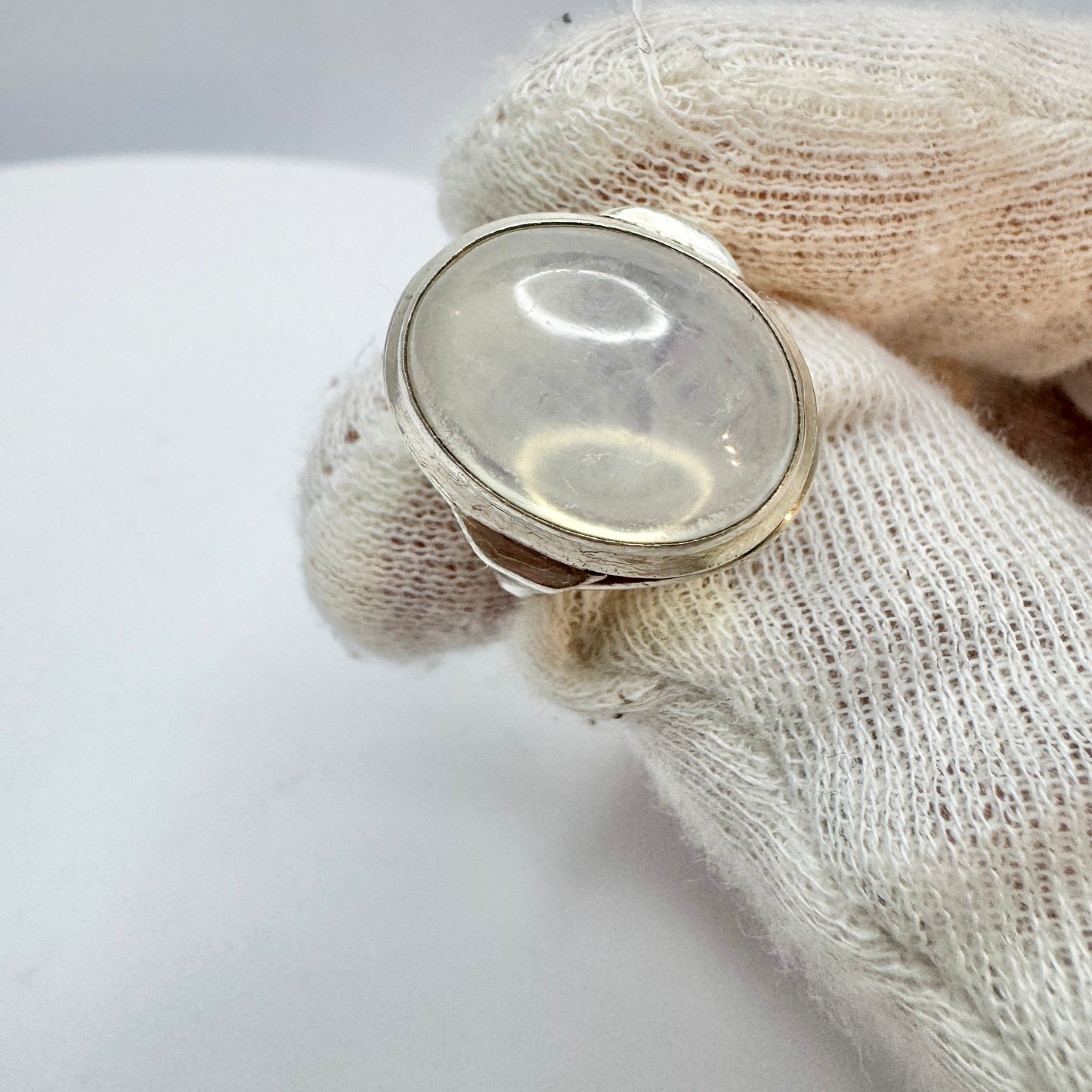 Sweden 1958. Vintage Solid Silver Pool of Light Quartz Ring.