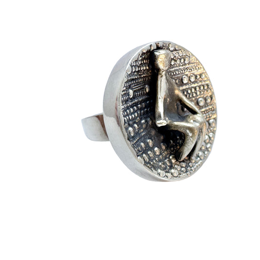 Jorma Laine for Kultateollisuus, Finland 1972. Bold Vintage Silver Ring.