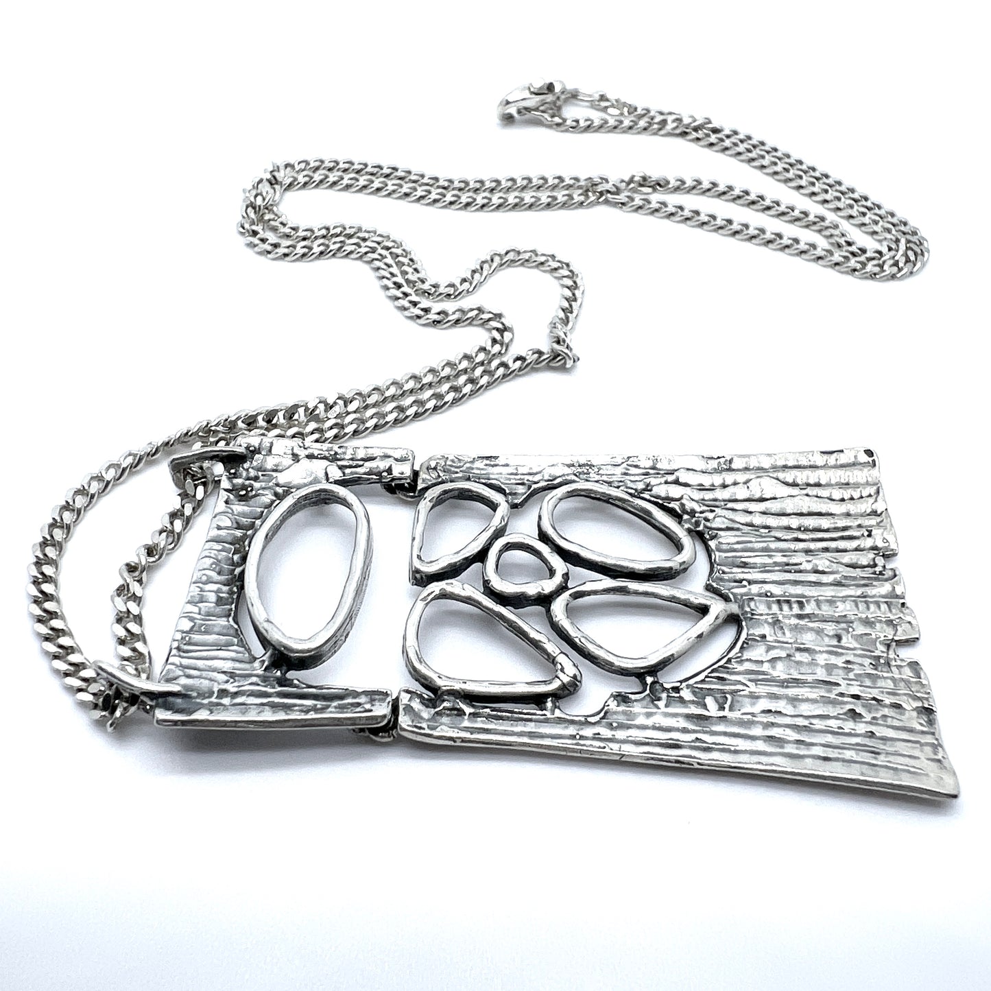 TeKa, Germany c 1973. Large Vintage Solid Silver Pendant Necklace.