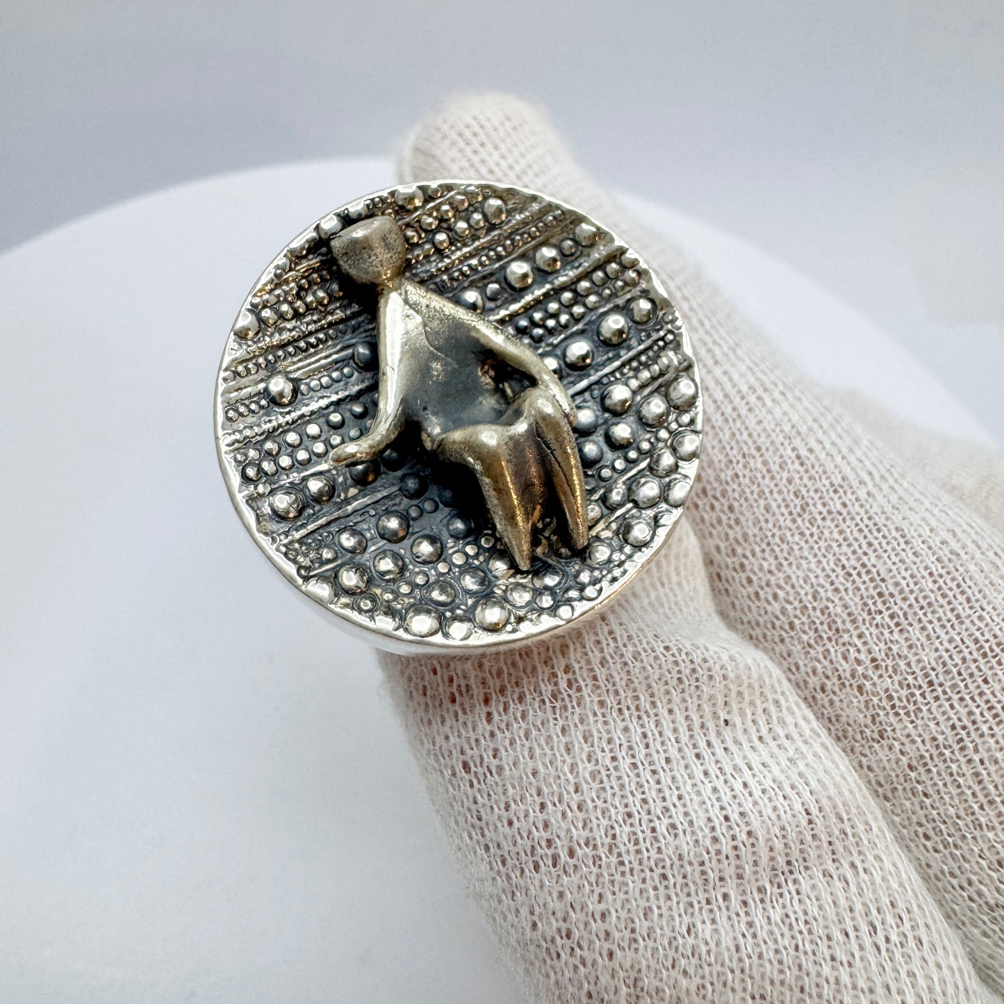 Jorma Laine for Kultateollisuus, Finland 1972. Bold Vintage Silver Ring.