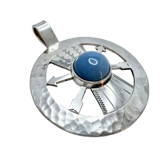 Gustaf Asp, Sweden year 1970. Vintage Sterling Silver Bergslagen-stone Pendant.