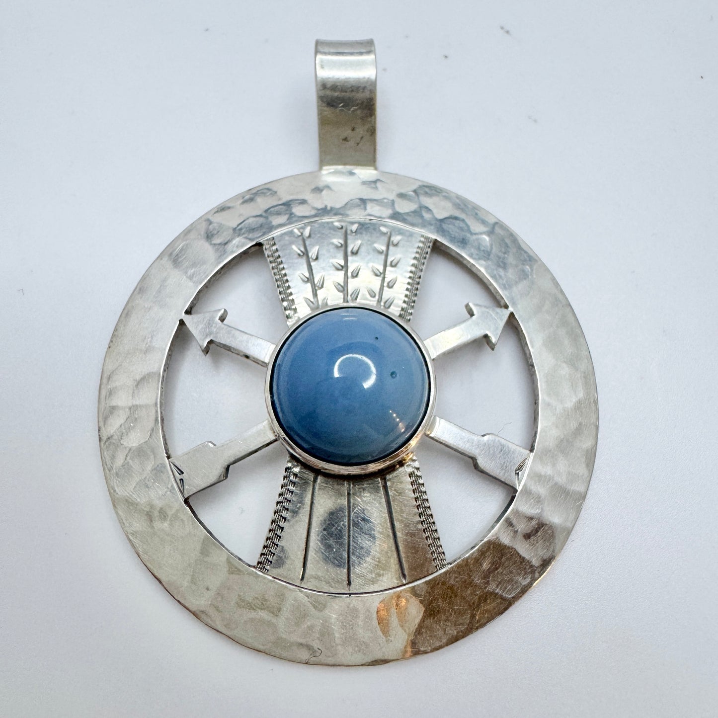 Gustaf Asp, Sweden year 1970. Vintage Sterling Silver Bergslagen-stone Pendant.