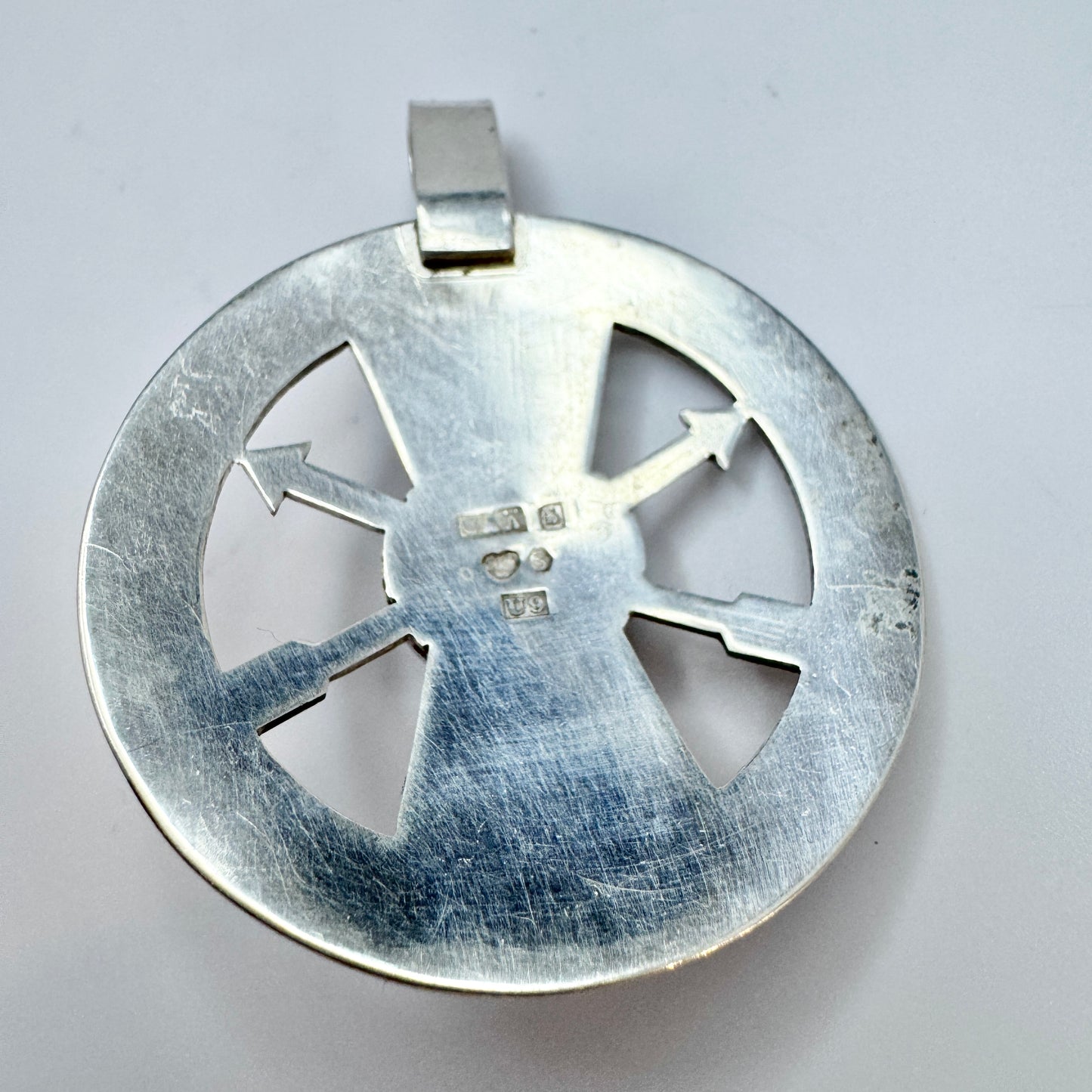 Gustaf Asp, Sweden year 1970. Vintage Sterling Silver Bergslagen-stone Pendant.
