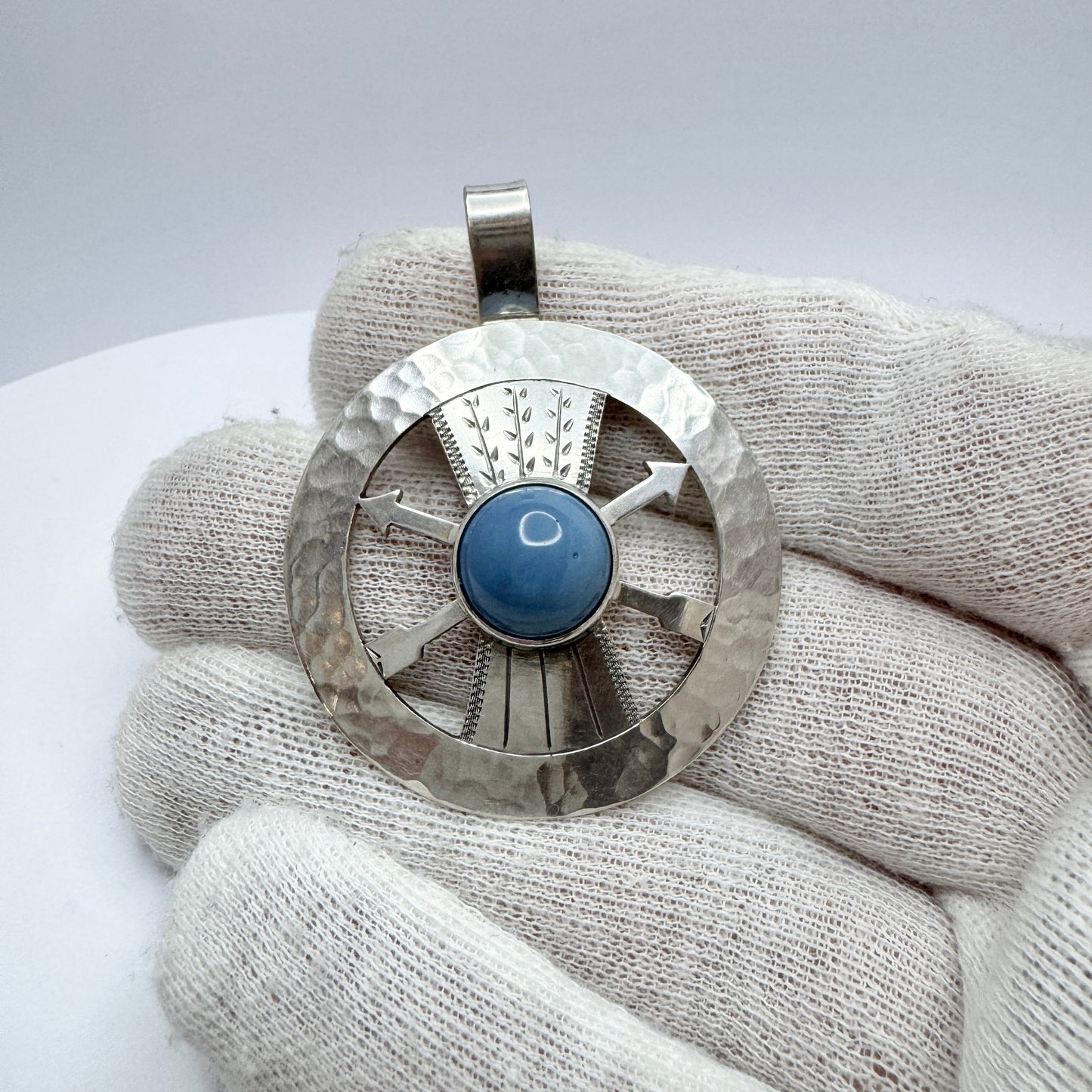 Gustaf Asp, Sweden year 1970. Vintage Sterling Silver Bergslagen-stone Pendant.