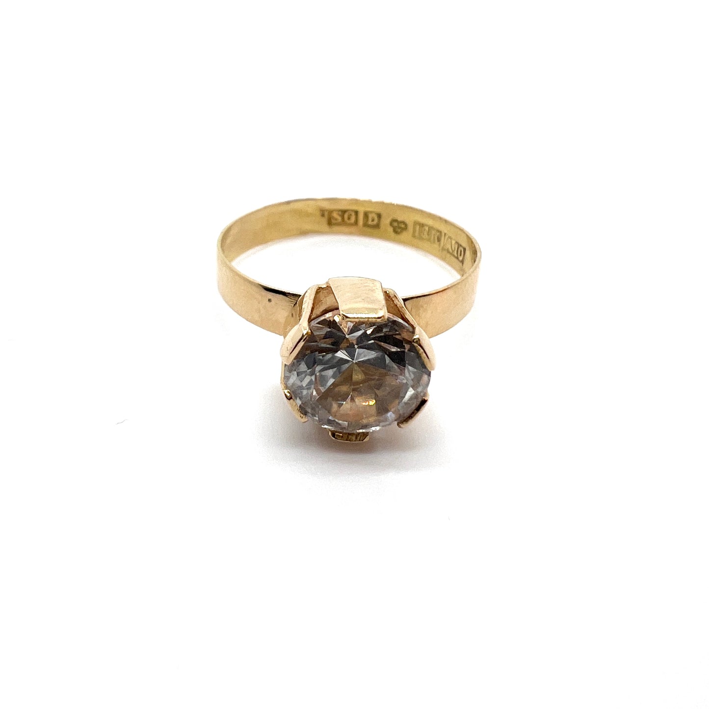 Hedberg, Sweden 1975, Vintage 18k Gold Rock Crystal Ring.