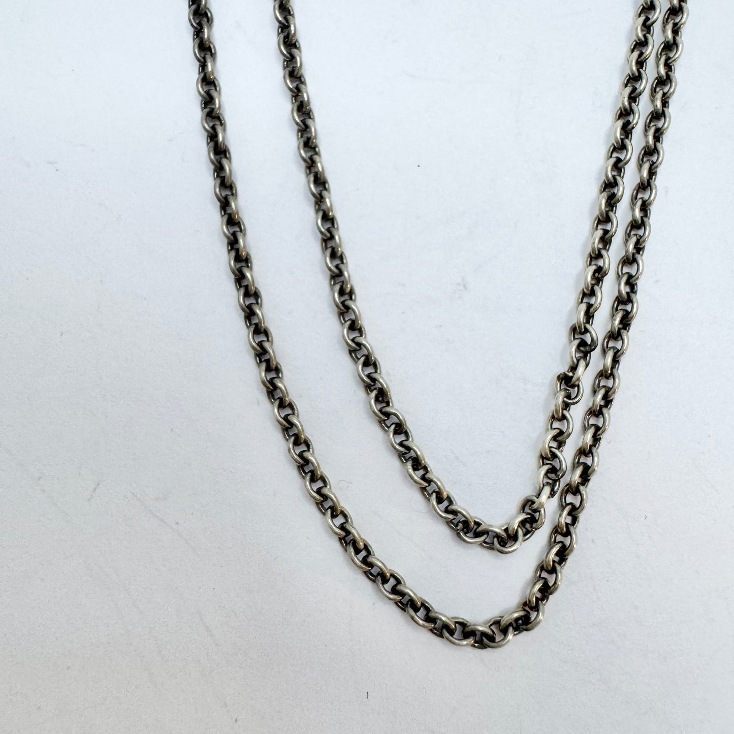 Kalevala Koru, Finland. Large Vintage Sterling Silver Bird Pendant Long Chain Necklace.