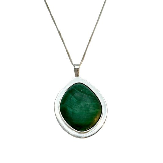 Eric Hjorth, Sweden 1967. Vintage Sterling Silver Malachite Pendant Necklace.