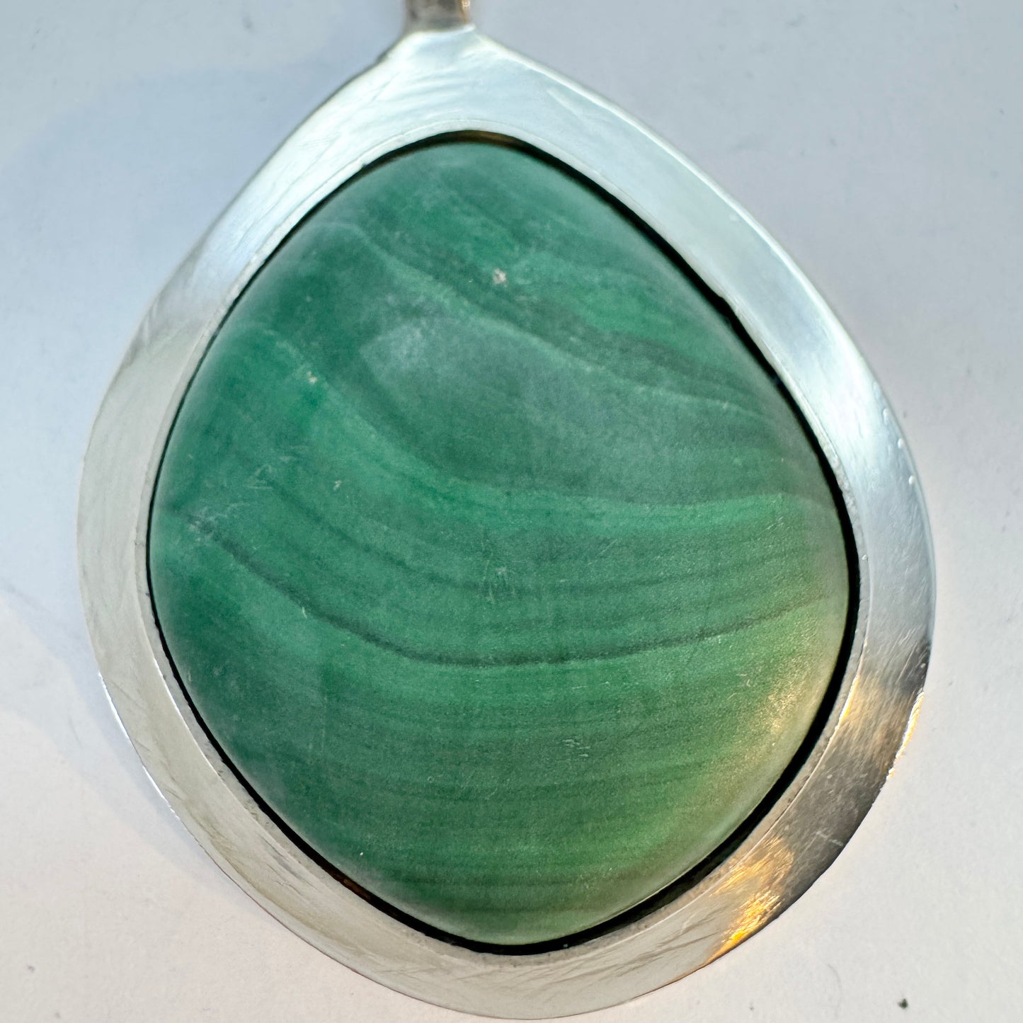 Eric Hjorth, Sweden 1967. Vintage Sterling Silver Malachite Pendant Necklace.