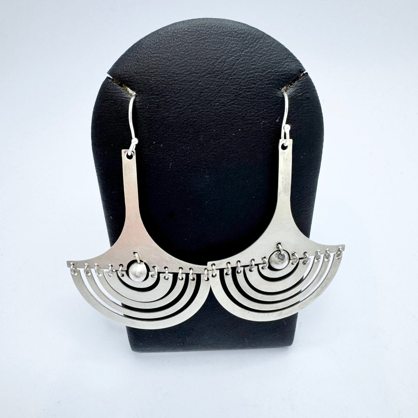 Tapio Wirkkala for N Westerback, Finland 1973. Vintage Silver Earrings. Design Halfmoon