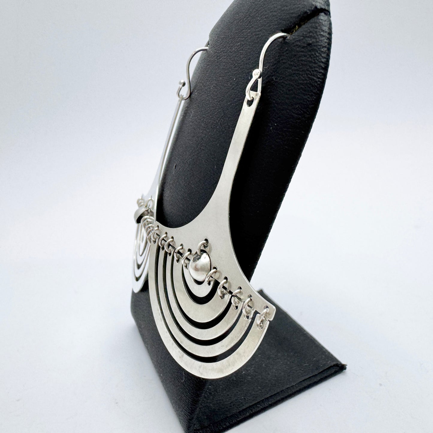 Tapio Wirkkala for N Westerback, Finland 1973. Vintage Silver Earrings. Design Halfmoon
