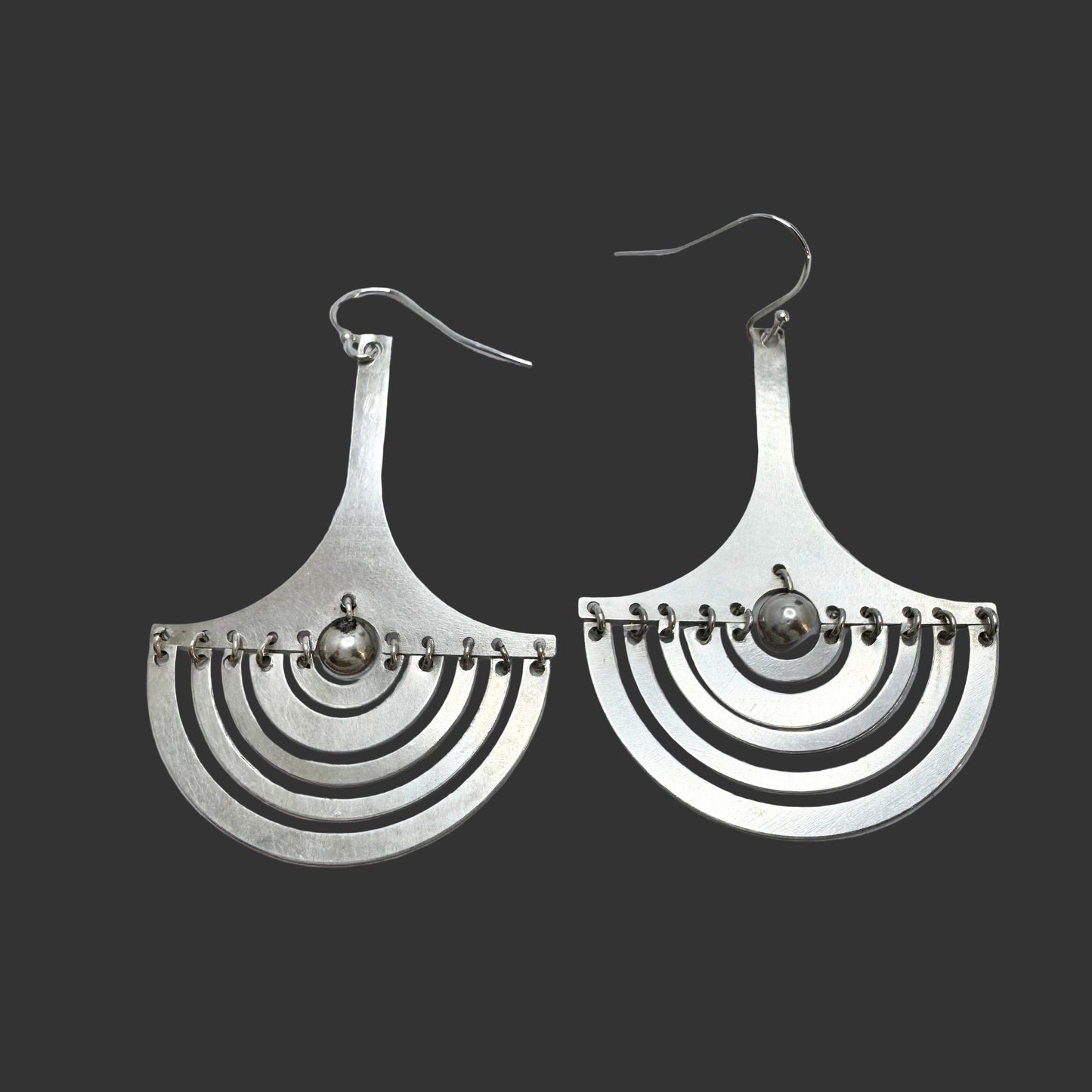 Tapio Wirkkala for N Westerback, Finland 1973. Vintage Silver Earrings. Design Halfmoon
