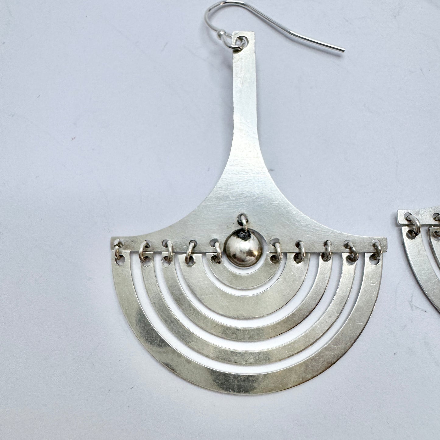 Tapio Wirkkala for N Westerback, Finland 1973. Vintage Silver Earrings. Design Halfmoon