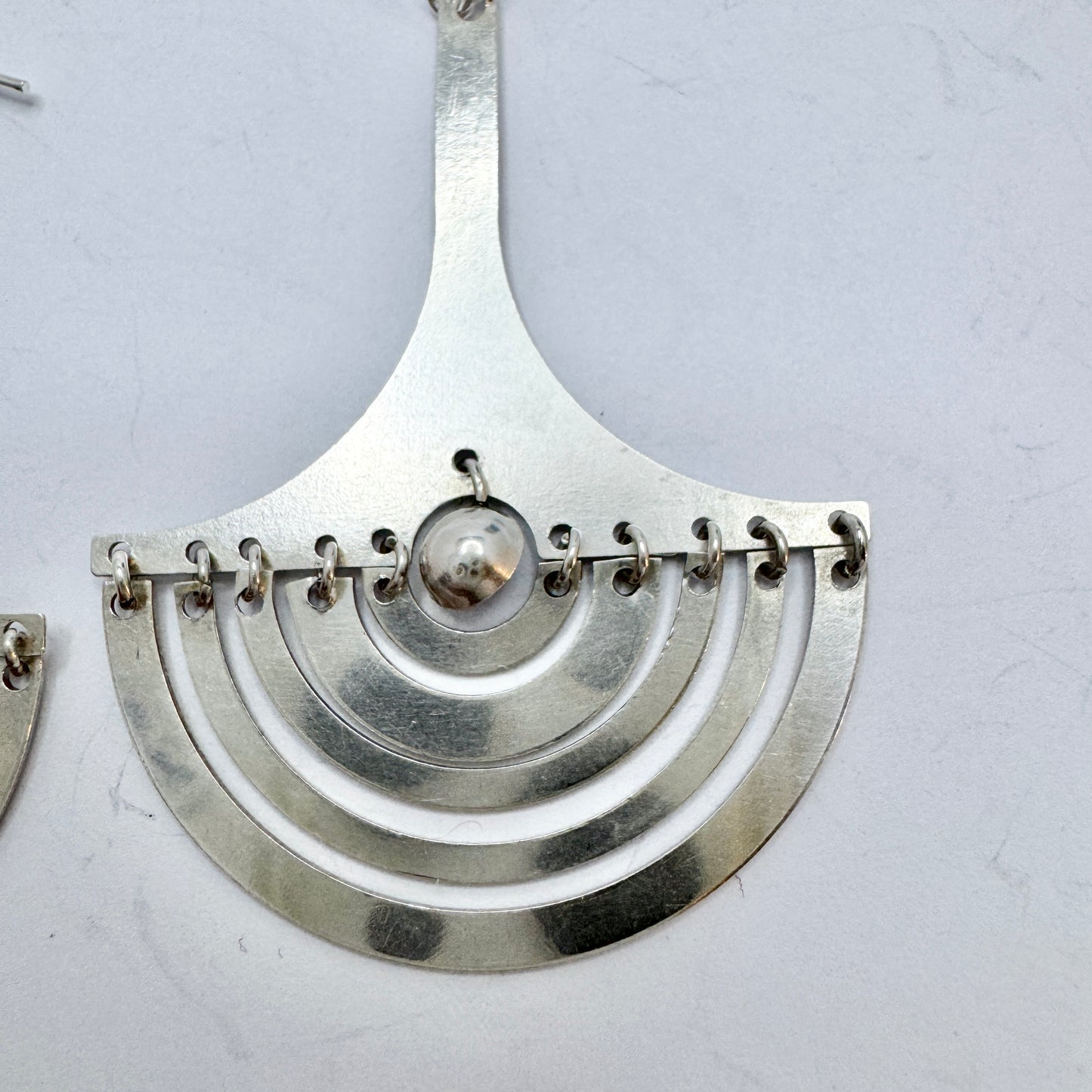 Tapio Wirkkala for N Westerback, Finland 1973. Vintage Silver Earrings. Design Halfmoon