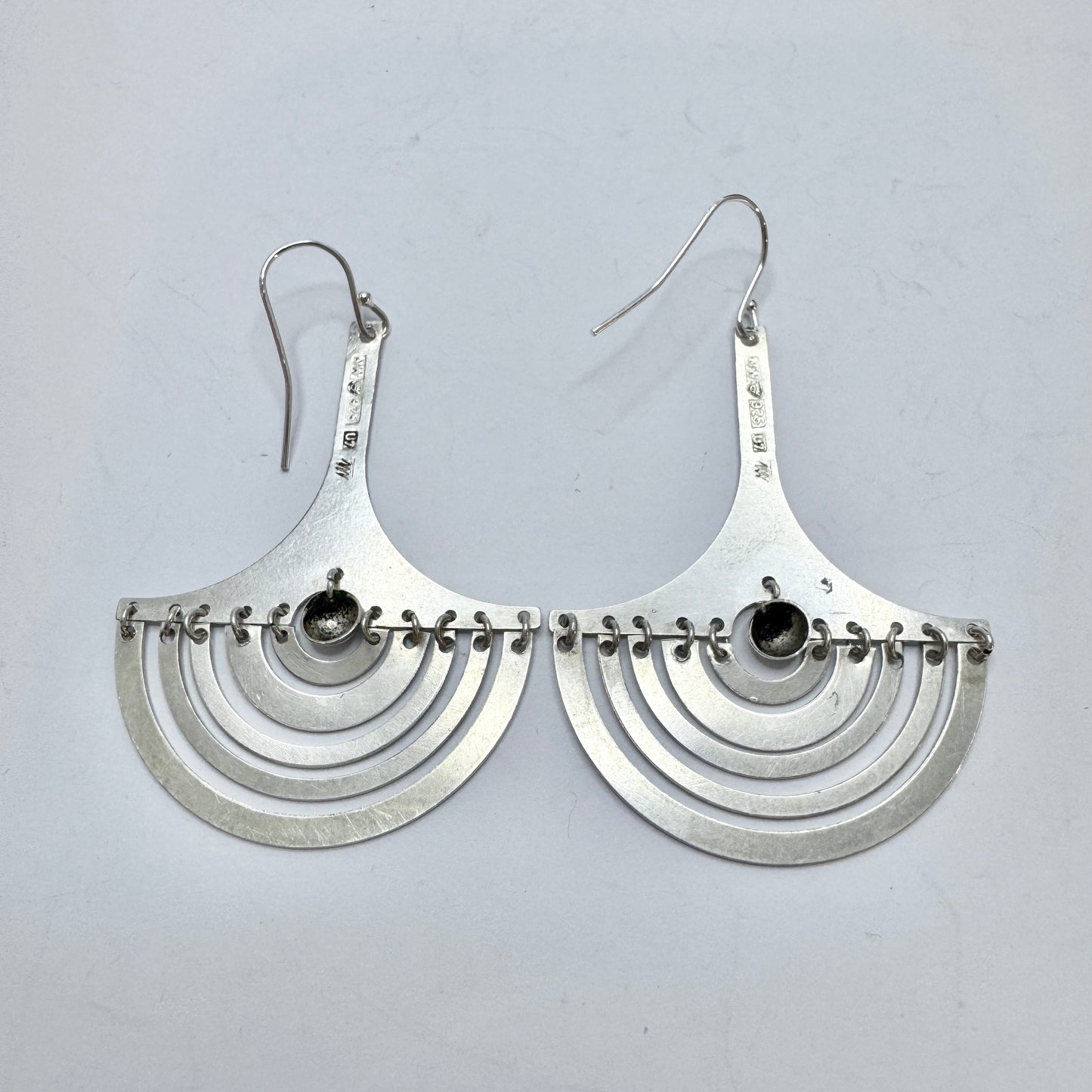 Tapio Wirkkala for N Westerback, Finland 1973. Vintage Silver Earrings. Design Halfmoon