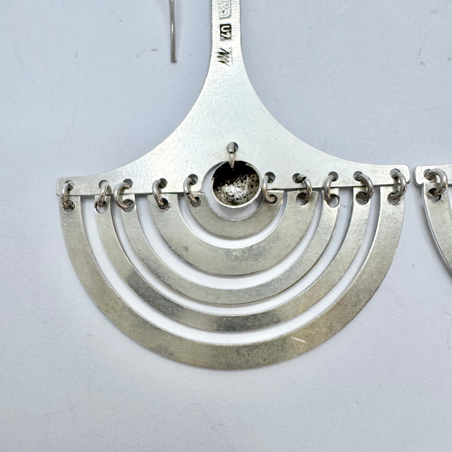 Tapio Wirkkala for N Westerback, Finland 1973. Vintage Silver Earrings. Design Halfmoon