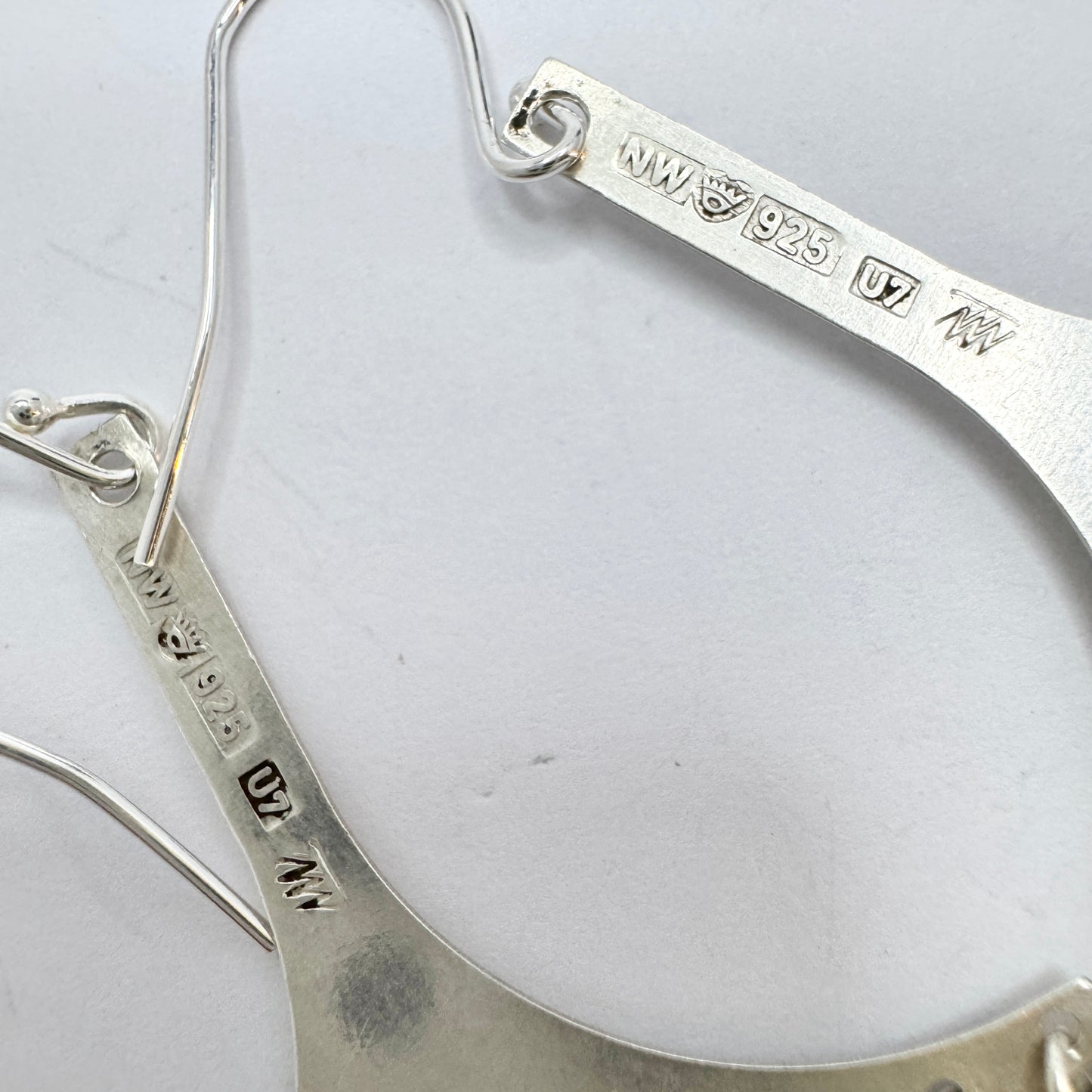 Tapio Wirkkala for N Westerback, Finland 1973. Vintage Silver Earrings. Design Halfmoon