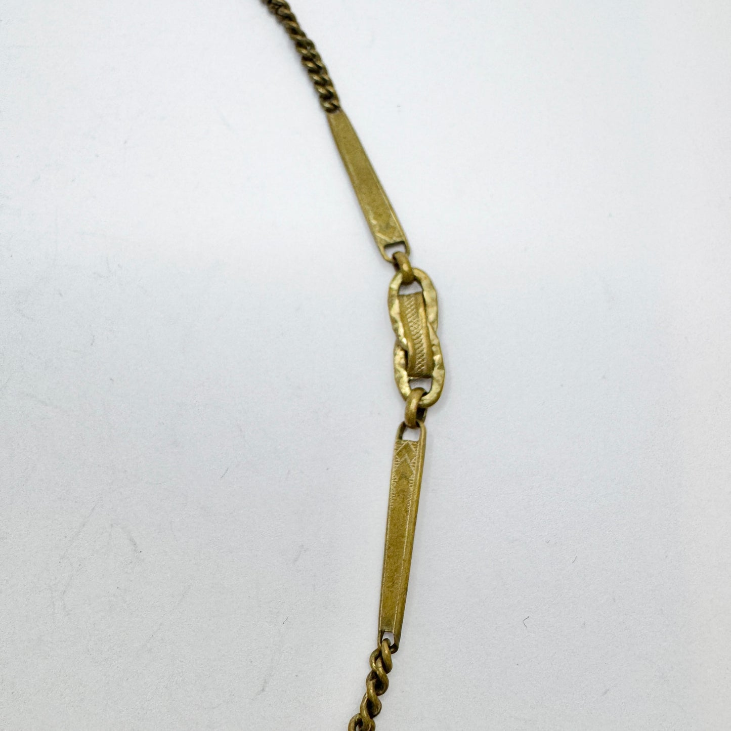 Antique Gold Doublé Yellow Metal Watch Chain in Necklace Length.