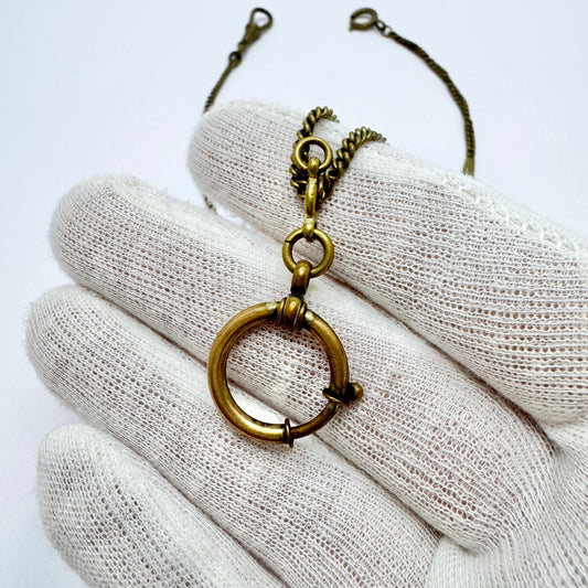 Antique Gold Doublé Yellow Metal Watch Chain in Necklace Length.