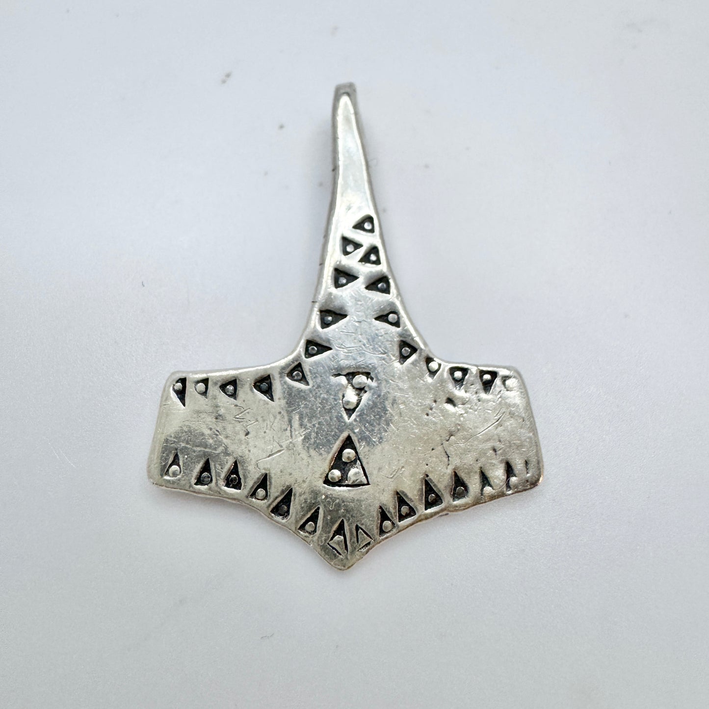 Bengt Hallberg, Sweden. Vintage Sterling Silver Viking Copy Thor's Hammer Mjölner Pendant.