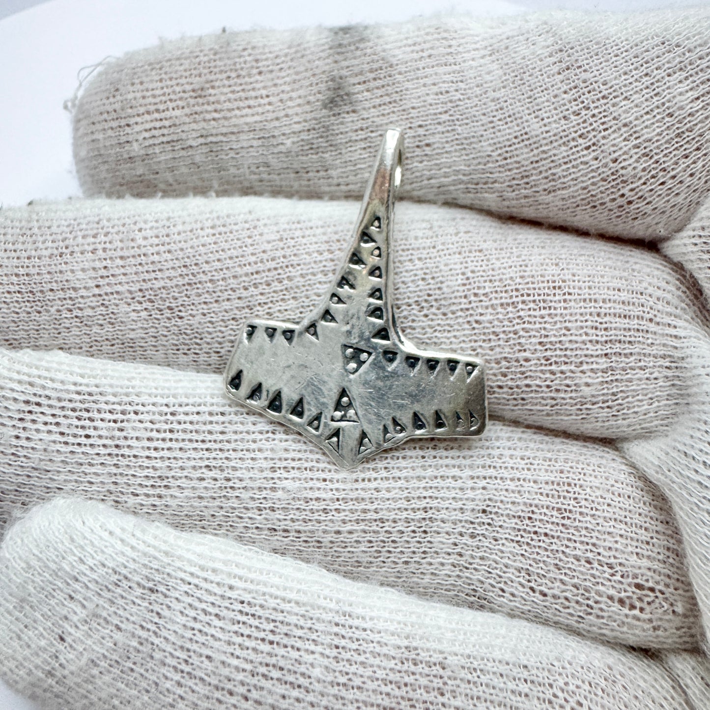 Bengt Hallberg, Sweden. Vintage Sterling Silver Viking Copy Thor's Hammer Mjölner Pendant.