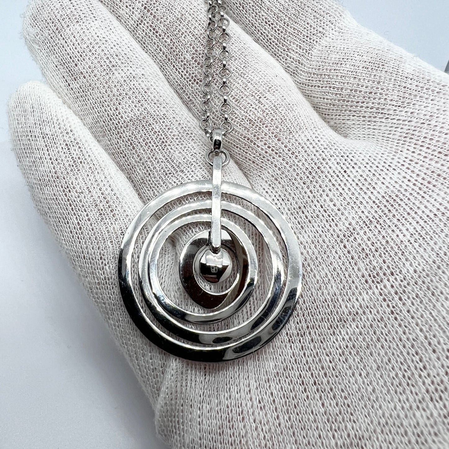 Tapio Wirkkala for Kultakeskus Finland Sterling Silver Moon Pendant Necklace.