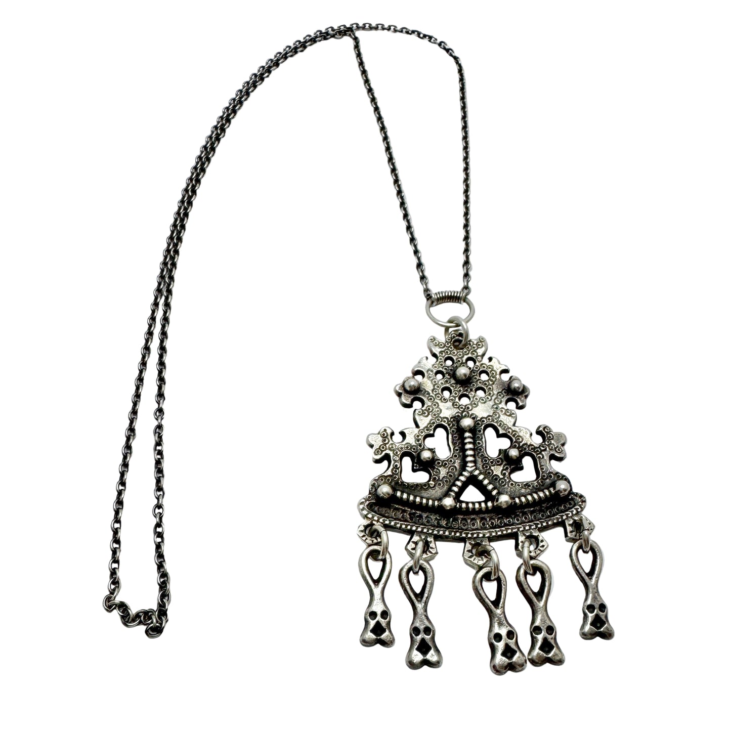 Kalevala Koru, Finland 1979. Very Large Vintage Sterling Silver Pendant Necklace