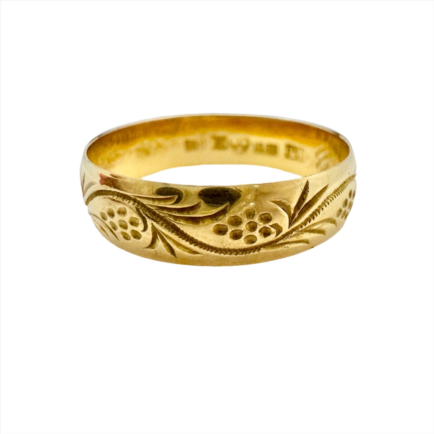 Dahlberg, Sweden 1894. Antique 18k Gold Wedding Band Ring.