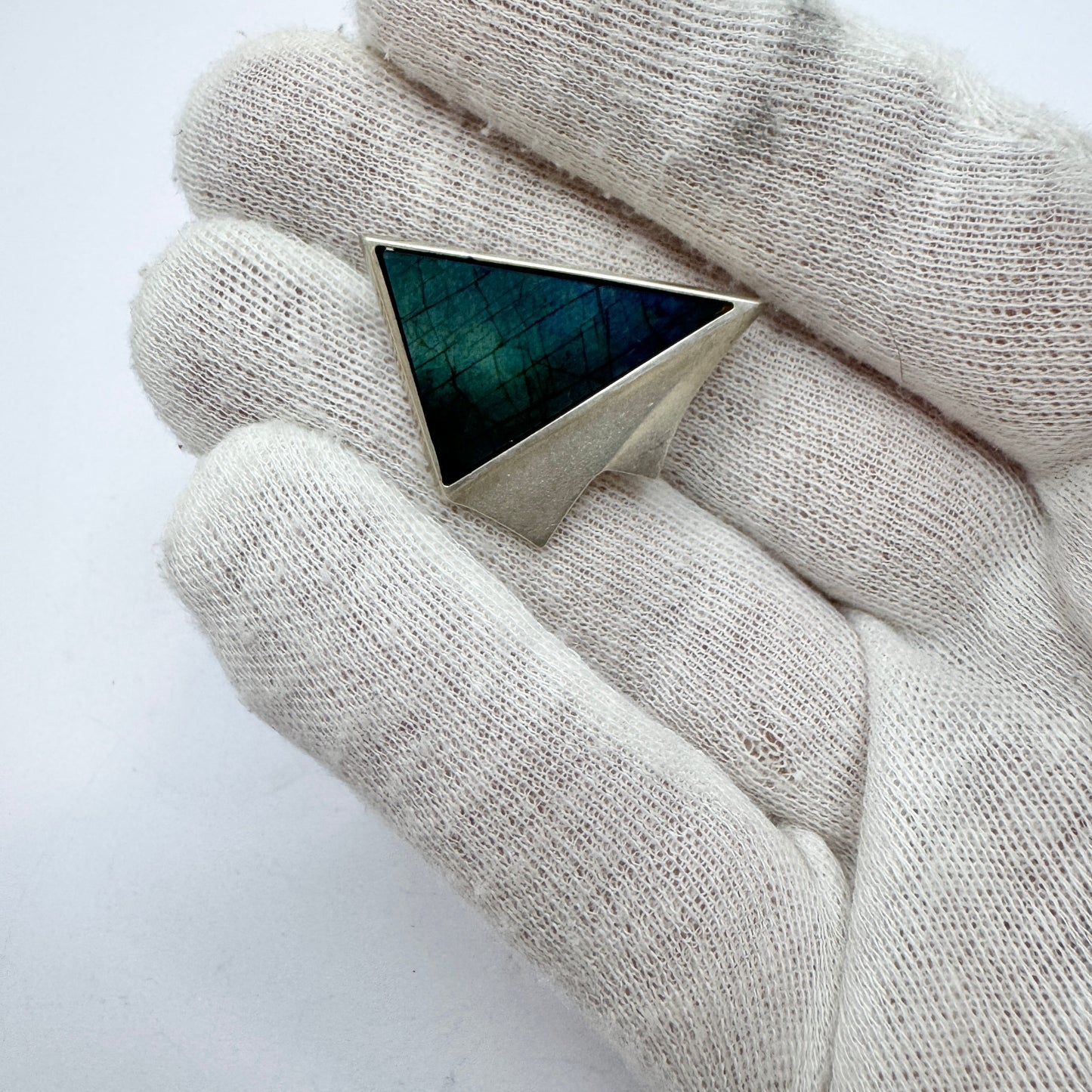 OPK, Finland. Vintage Sterling Silver Spectrolite Brooch.