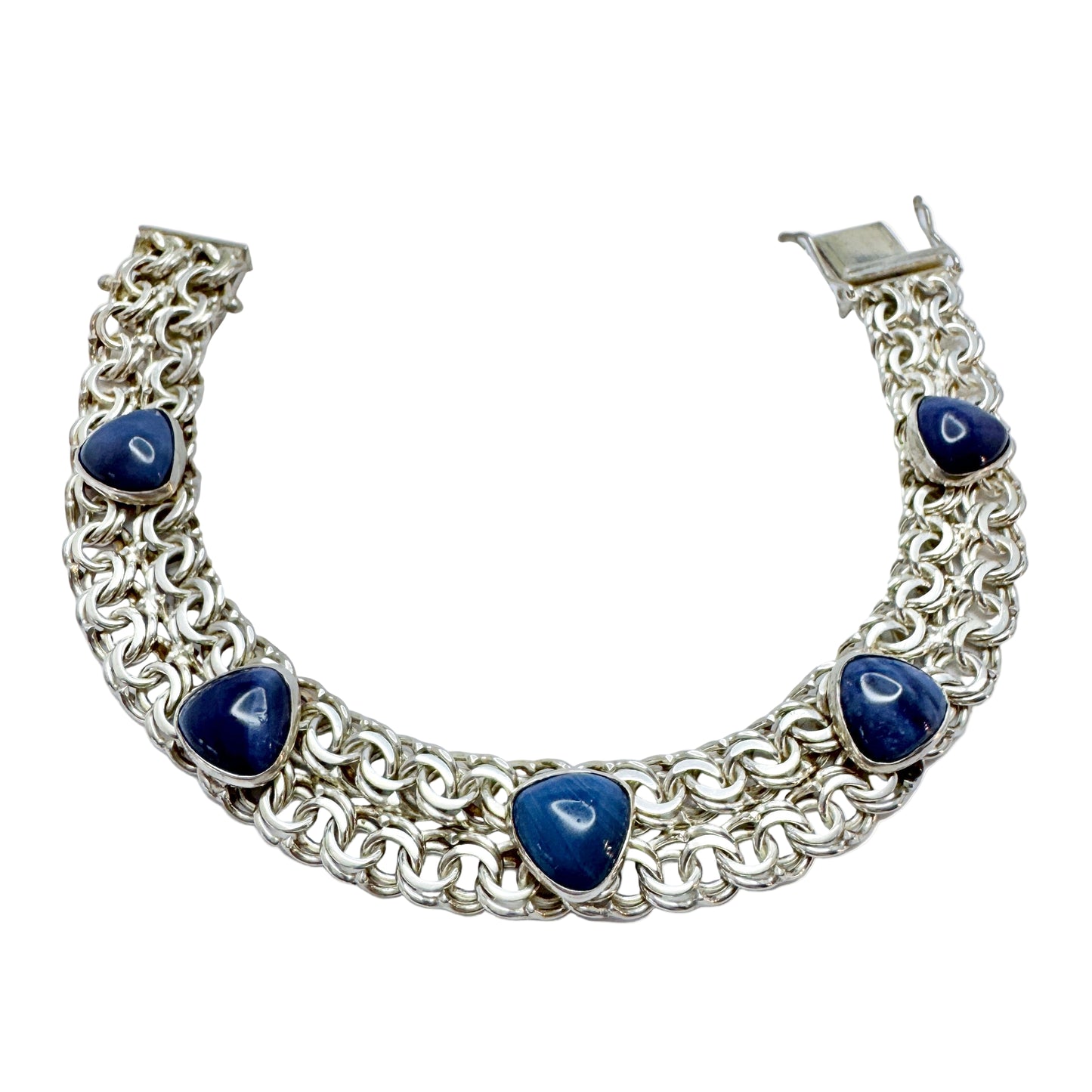 G Nilsson, Sweden 1970s. Vintage Stering Silver Bergslagen-stone Double Bismark Bracelet.