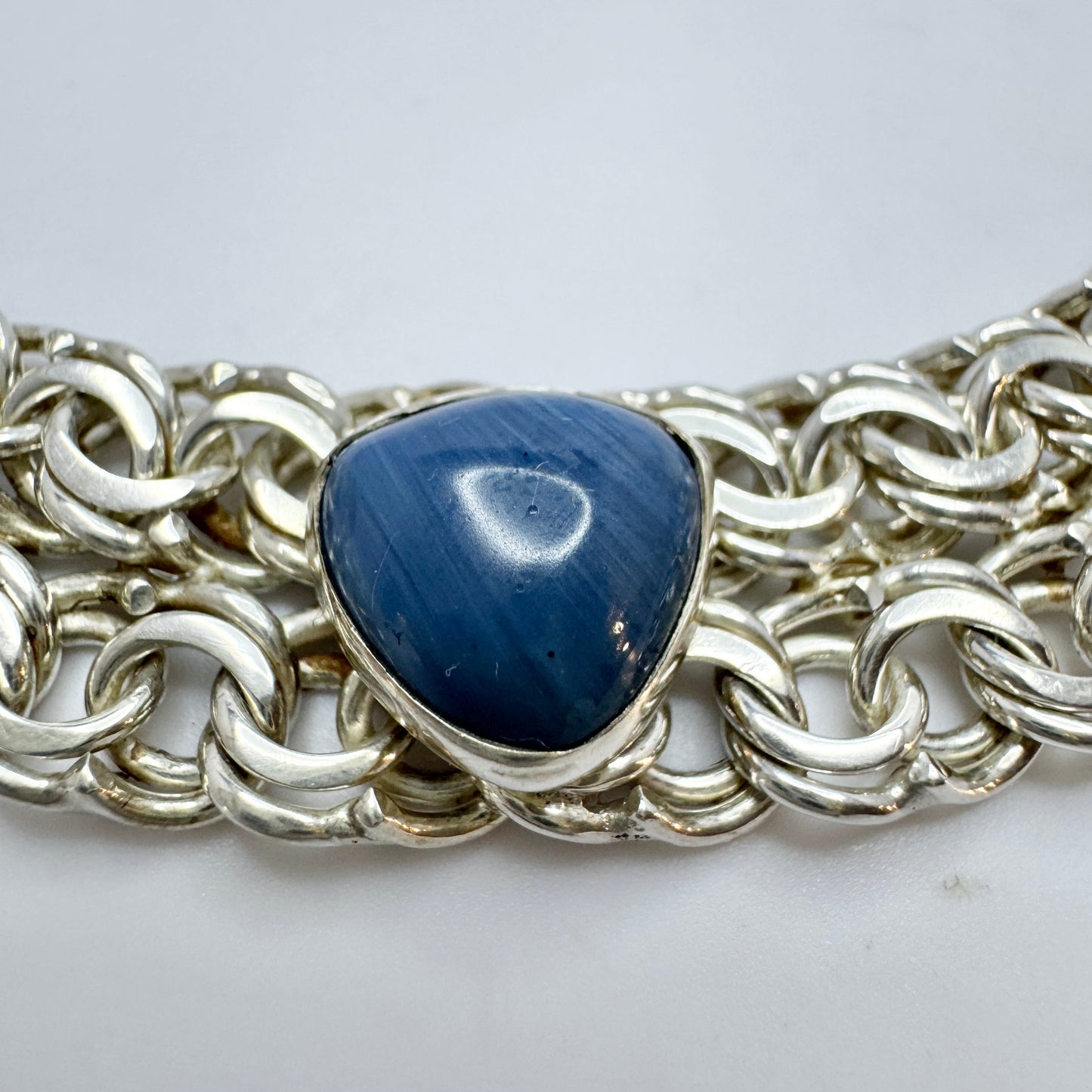 G Nilsson, Sweden 1970s. Vintage Stering Silver Bergslagen-stone Double Bismark Bracelet.