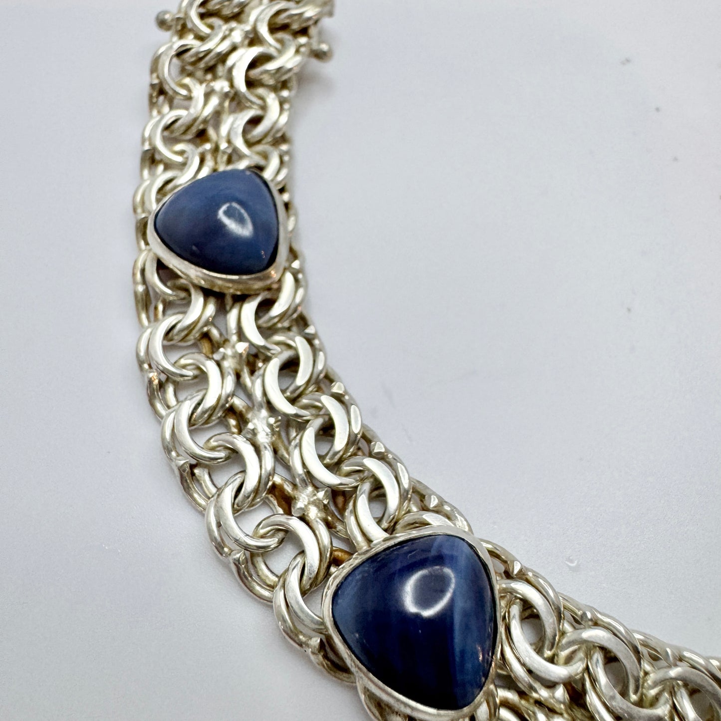 G Nilsson, Sweden 1970s. Vintage Stering Silver Bergslagen-stone Double Bismark Bracelet.