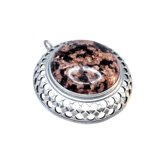 Kalevala Koru, Finland 1977 Vintage Sterling Silver Local Granite Pendant.