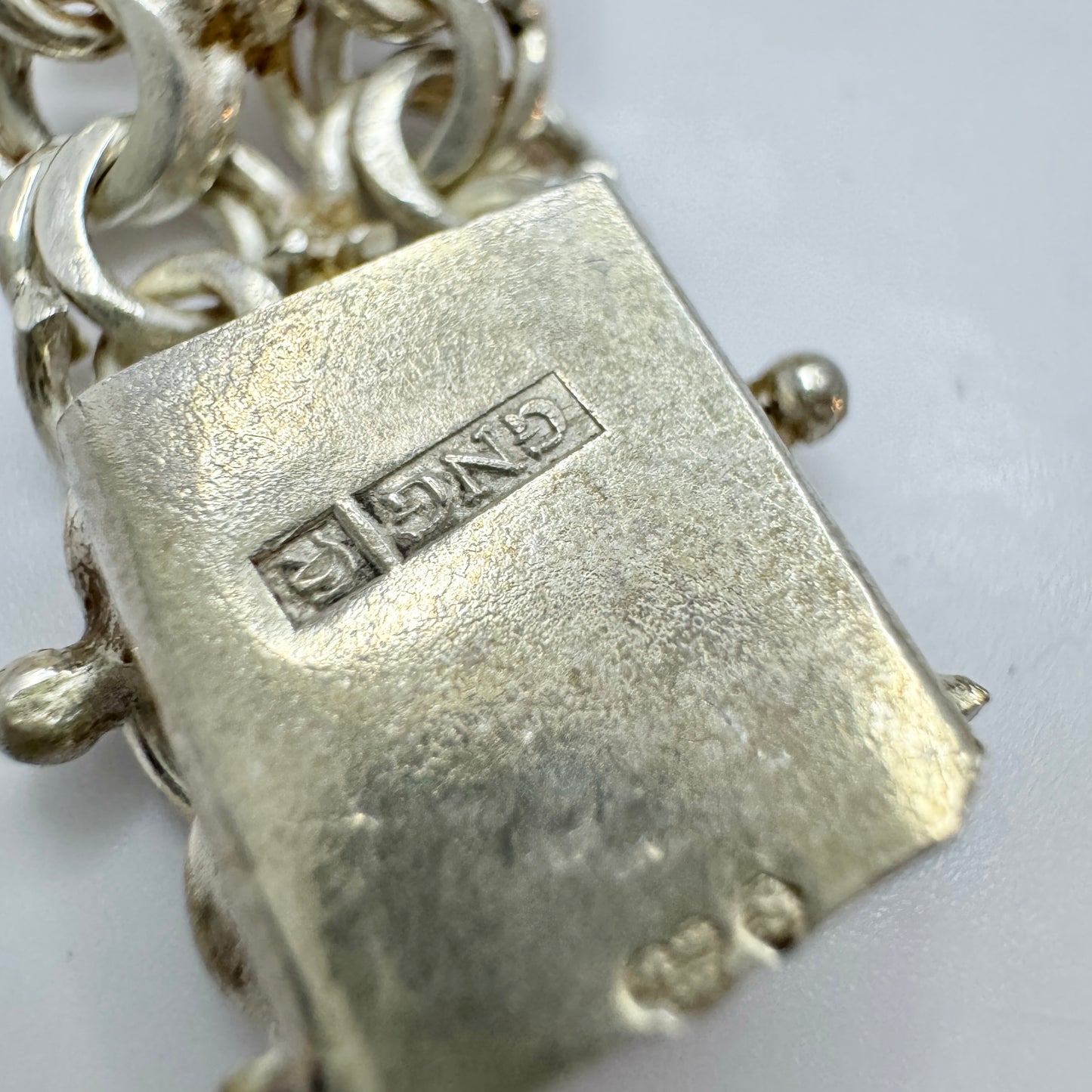 G Nilsson, Sweden 1970s. Vintage Stering Silver Bergslagen-stone Double Bismark Bracelet.