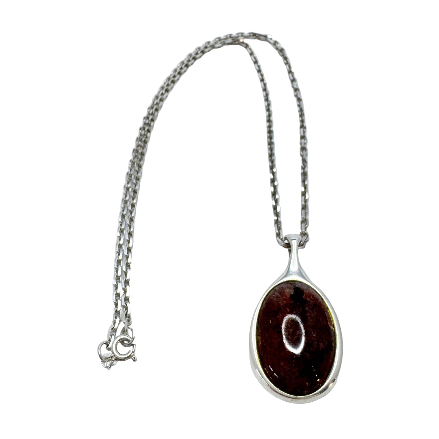 Horsens Solvvarefabrik, Denmark c 1970s. Vintage Sterling Silver Gneiss Rock Pendant.