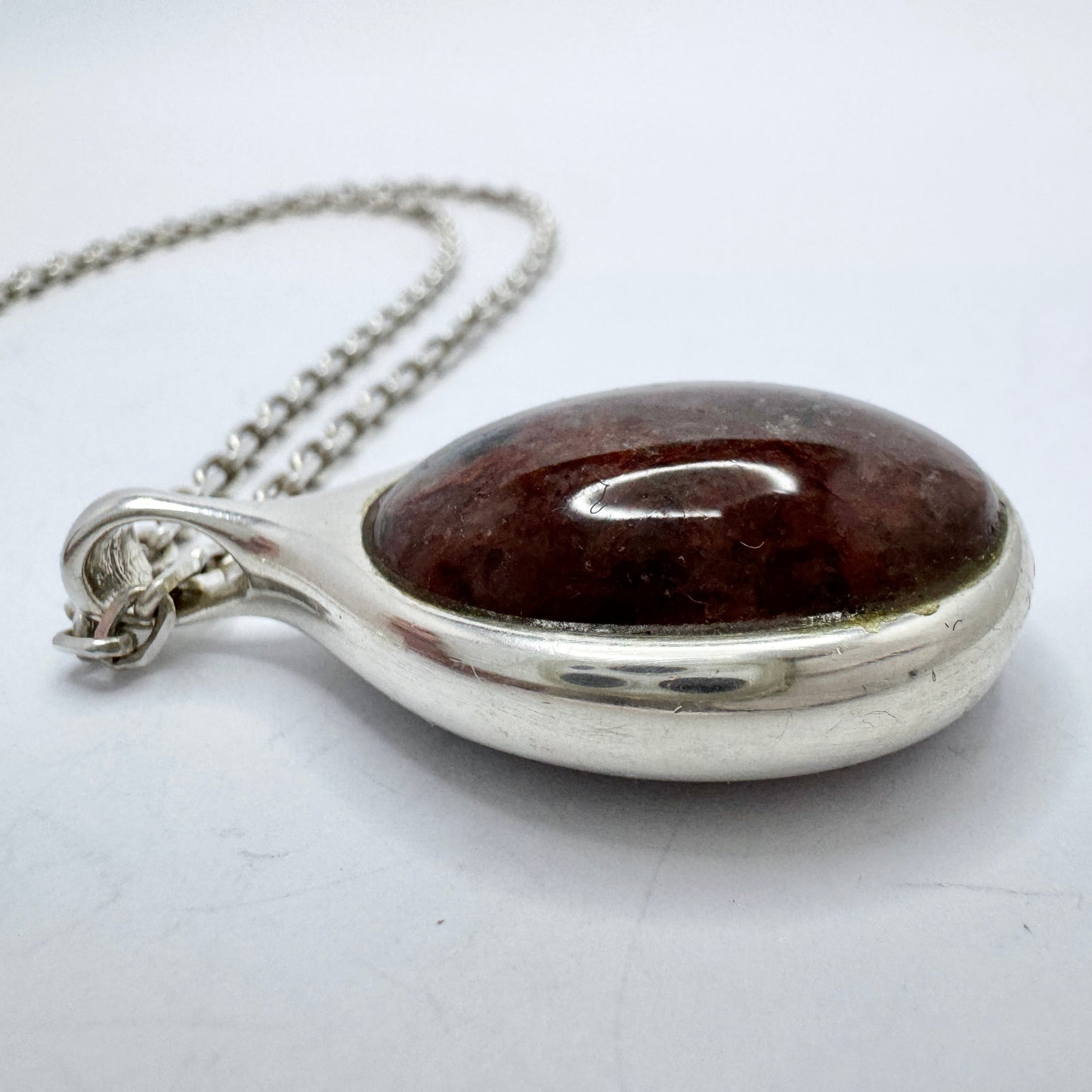 Horsens Solvvarefabrik, Denmark c 1970s. Vintage Sterling Silver Gneiss Rock Pendant.