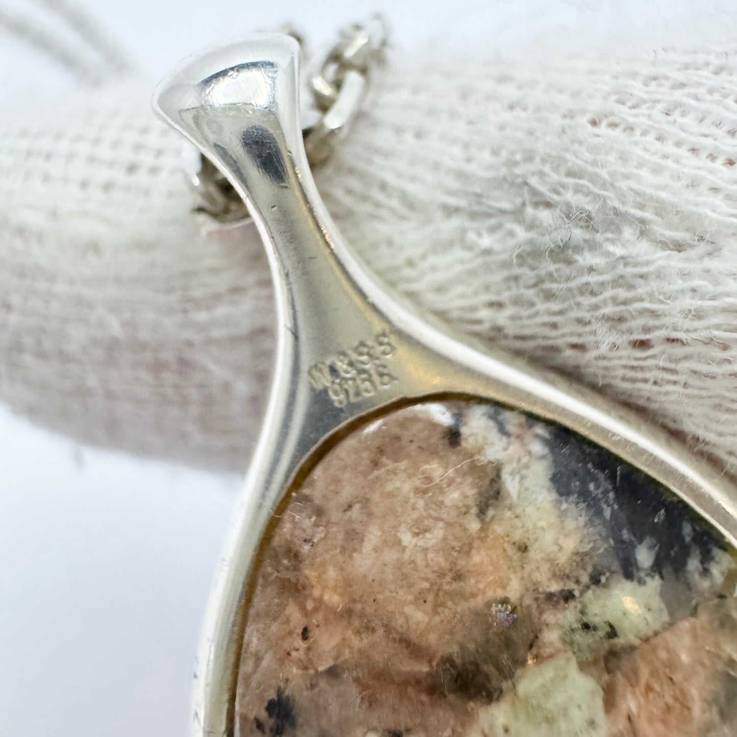 Horsens Solvvarefabrik, Denmark c 1970s. Vintage Sterling Silver Gneiss Rock Pendant.