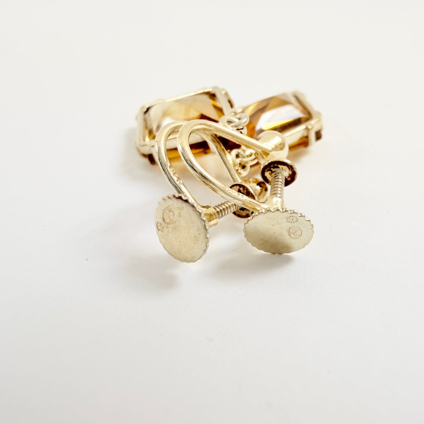 VIntage c 1930s Art Deco Solid Silver Citrine Earrings.
