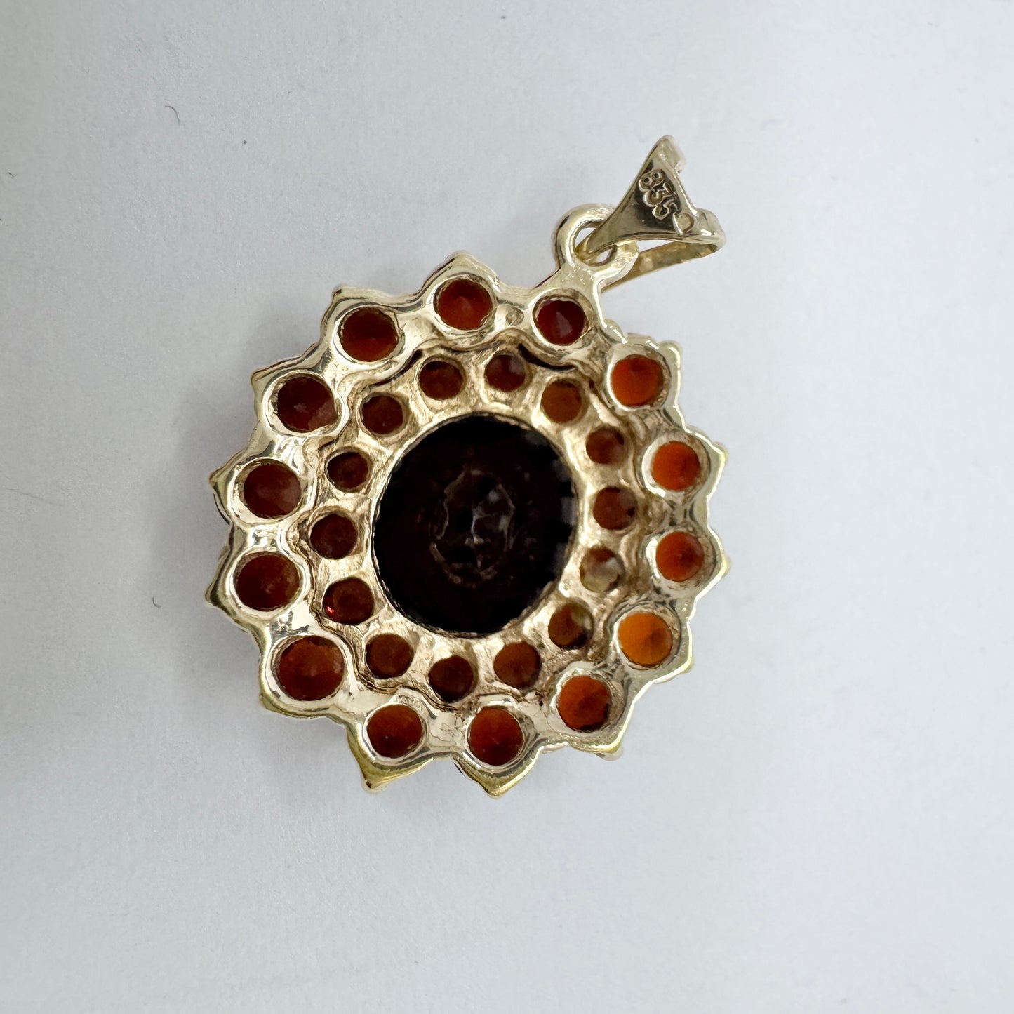 Vintage 1950-60s Solid Silver Garnet Pendant.