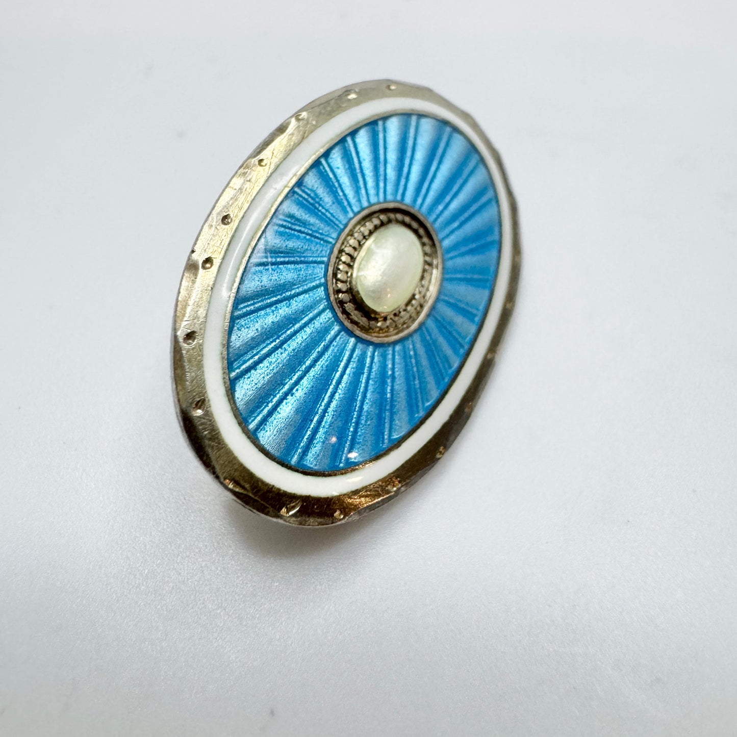 Clement Berg, Norway early 1900. Small Sterling Silver Enamel Brooch.