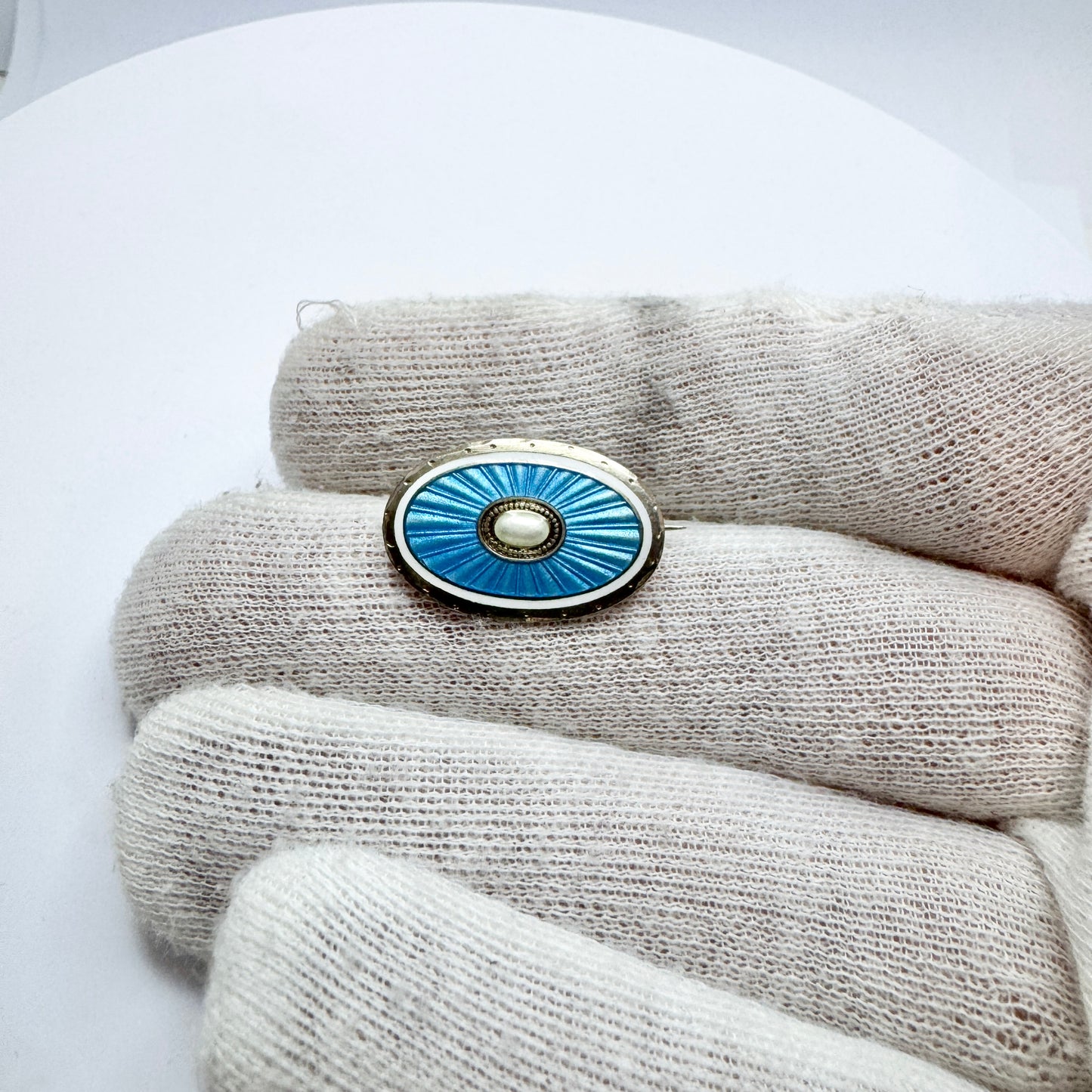 Clement Berg, Norway early 1900. Small Sterling Silver Enamel Brooch.