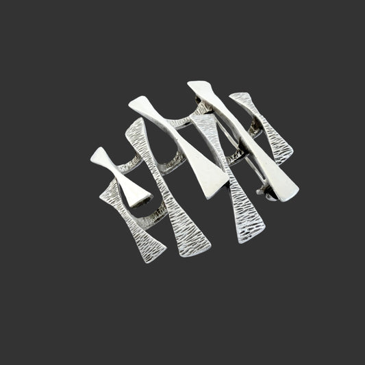 Vintage 1960-70s. Modernist Solid Silver Brooch.