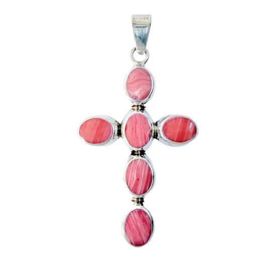 Mexico. Vintage Sterling SIlver Spiny Oyster Cross Pendant.