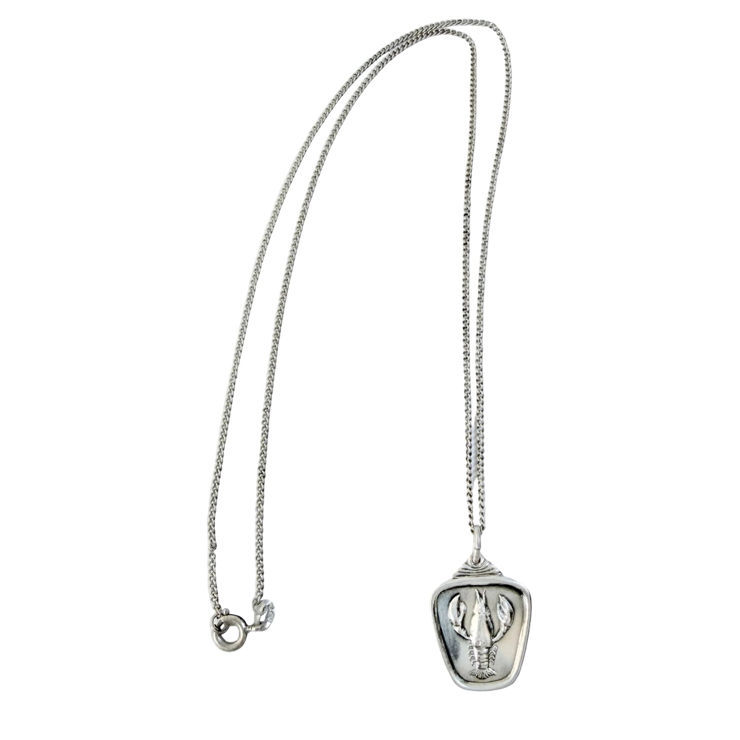 Alton, Sweden 1958. Vintage Solid Silver Zodiac Cancer Pendant Necklace.