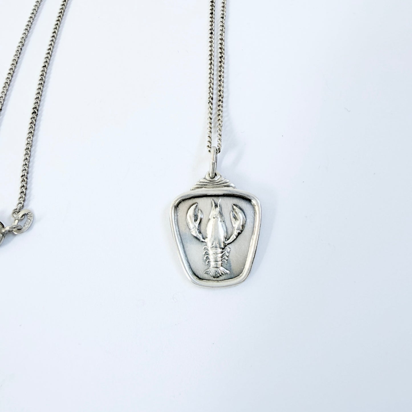 Alton, Sweden 1958. Vintage Solid Silver Zodiac Cancer Pendant Necklace.